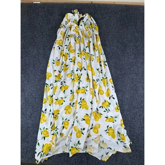 Kate Spade Lemon Halter Open Back Maxi Dress Beach Cover Up XS READ - Picture 2 of 8